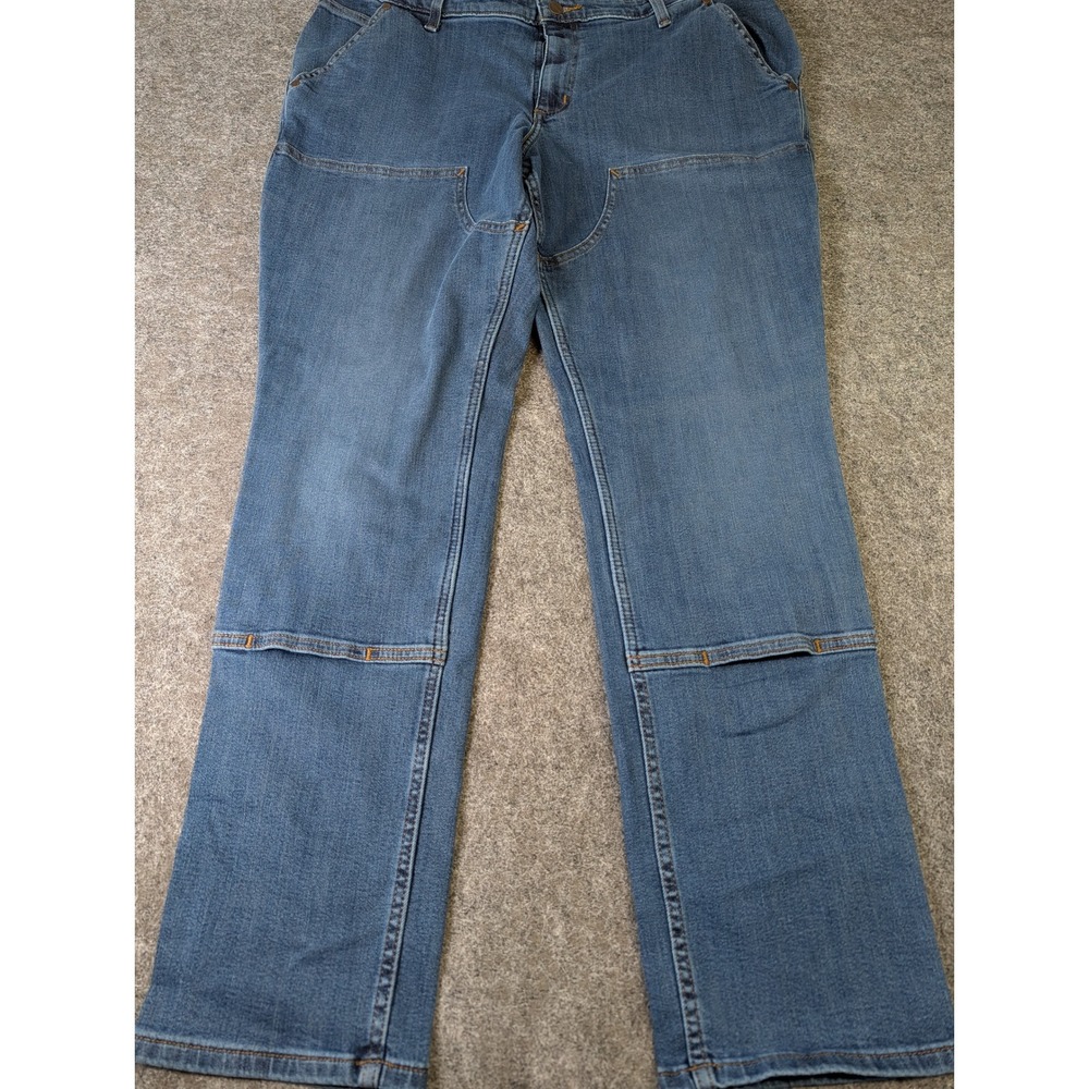 Carhartt Rugged Flex Relaxed Fit Double Front Jeans Womens 18 Tall Blue NWT
